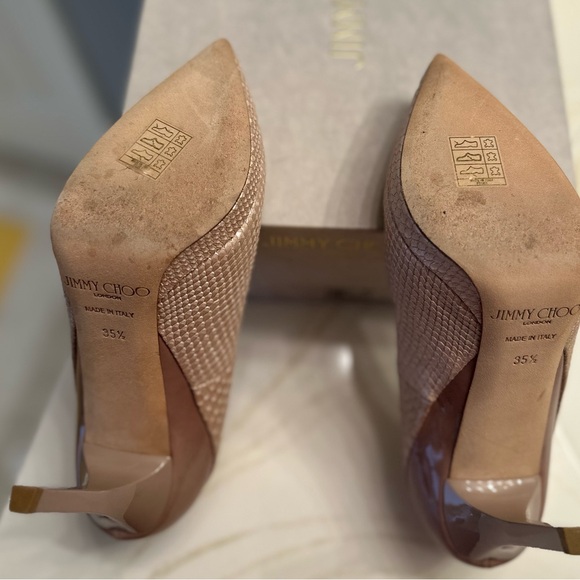 Jimmy Choo Abel Snake-Effect & Patent Leather Pointed Toe Pumps - 35.5 - Picture 4 of 8